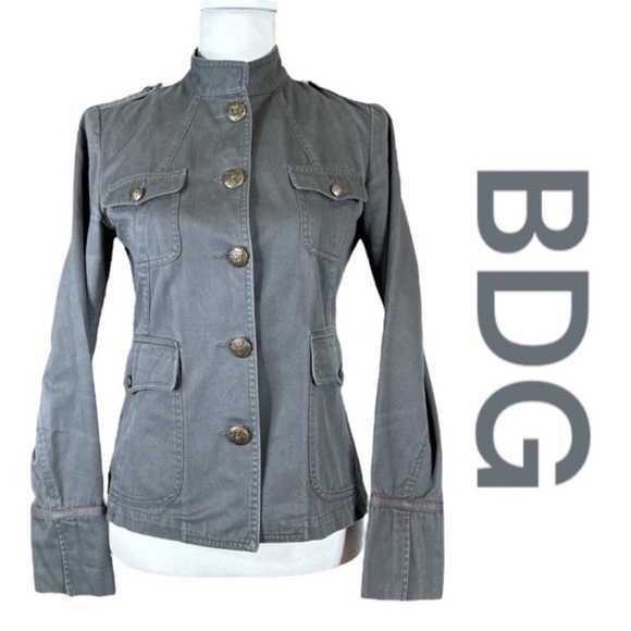 BDG Military Inspired Button Front Jacket w/Hook & Eye Closure at Neck, Size S. - Picture 1 of 11